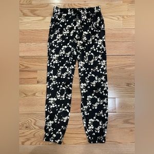 Zara Black and White Floral Joggers, Size S